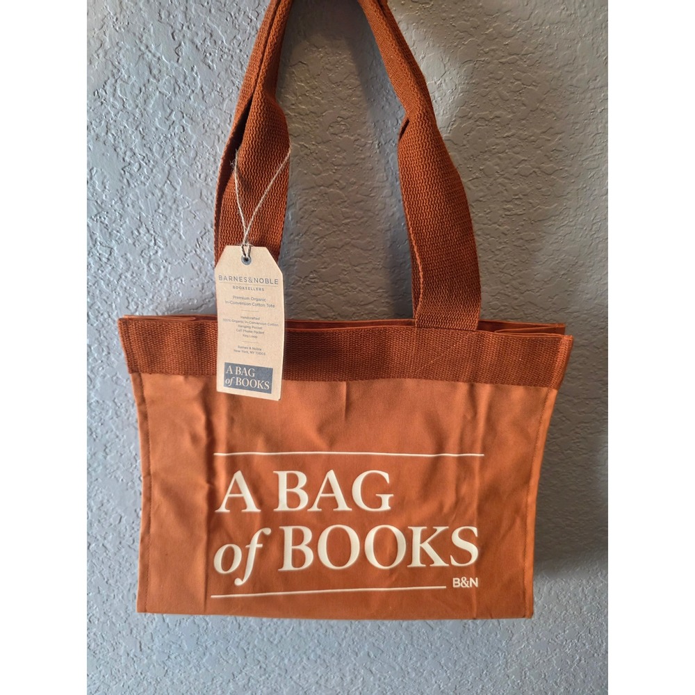 Barnes & Noble A Bag of Books Organic Cotton Tote Bag Burnt Orange NWT